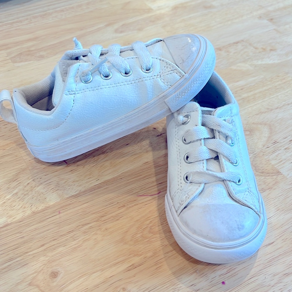 Converse elastic lace slip on white leather All star sneaker toddler 8